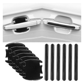 KITUREK Car Door Handle Scratch Protector, Traceless Car Door Cup Handle Sticker Decal, Car Door Bowl Protector, Car Door Paint Protection Film for Most Models (12PCS, Carbon Fiber)