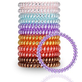 FAMEZA 10PCS Spiral Hair Ties Rubber Telephone Wire Hair Rings Slinky Hair Head Elastic Band for Girls Women