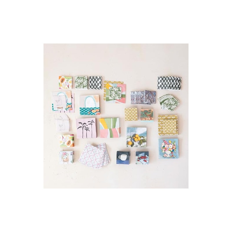 Creative Co-Op Paper Napkins with Bee Pattern, Yellow and White,