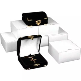 FindingKing 6 Black Velvet Pendant Boxes With Brass Corners