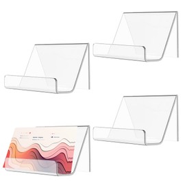 Zfseyuh Pack of 4 Stand for Business Cards 9 x 6 cm Business Card Holder Acrylic Durable Business Card Stand Transparent Business Card Stand Business Cards Display for Desk Office Name Card