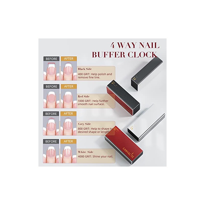 Canvalite Pulidor de uñas para uñas naturales, todo en uno,