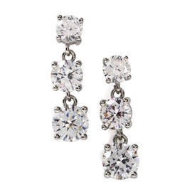 (Produced by Yumi Katsura) CZ, Finest Zirconia, Earrings, 3 Pieces, Swaying, Ladies, Popular, Large, Luxurious, 0.24 inch (6 mm), 0.3 inch (7 mm), 0.3 inch (8 mm), Cubic Zirconia, Cubic Zirconia