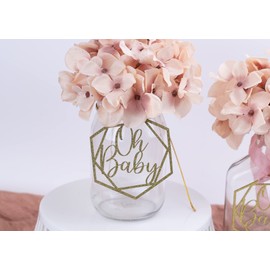 Oh Baby Mason Jar Tags,Oh Baby Centerpiece Tag, Handmade Set of 6 tags