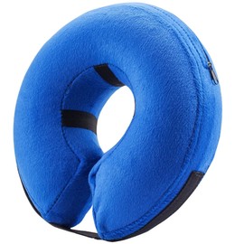 BENCMATE Protective Inflatable Collar for Dogs and Cats - Soft Pet Dog Cone Recovery Collar Does Not Block Vision E-Collar(Small, Blue)