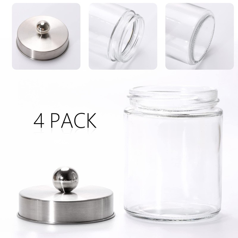 Tbestmax Glass Qtip Holder Dispenser, 10-Ounce Bathroom Containers Apothecary Jars