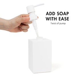 Yew Design Matte White Soap Dispenser for Bathroom, 15oz Square Rustproof Liquid Hand Dish Soap Dispenser Pump for Kitchen Sink, Countertop, and Bathroom