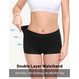 Molasus Womens Cotton Boy Shorts Panties Ladies High Waisted Full Coverage Stretch Plus Size Underwear Pack of 5,Black,5X-Large