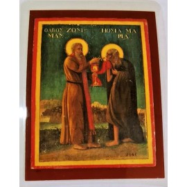 Saint Mary of Egypt and Saint Zossima laminated icon Prayer Card