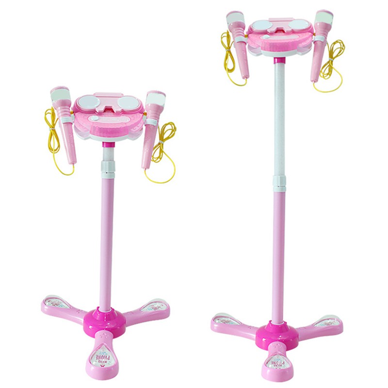 Kids Karaoke Machine with Double Microphones Adjustable Stand Music Play