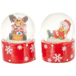 Dekohelden24 Bellissimo Set di 2 Piccolo Palle di Vetro con Neve, Circa 5 x 3,5 cm/Ø 3,5 cm