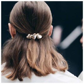 Dervivea Gold Heart Hair Clip Pins Minimalist Heart Holder Hair Clip Gold Heart Hair Barrette Clips Metal Heart Hairpins Decorative Hair Accessories for Women and Girls Headdress