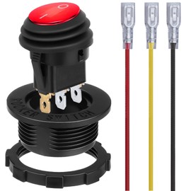 Round Rocker Switch, 12V Toggle Switch, Waterproof Lighted LED On/Off Switch for Car, Marine Toggle Switch, Automotive Power Switch, SPST 3 Pin, Red LED Rocker Switch