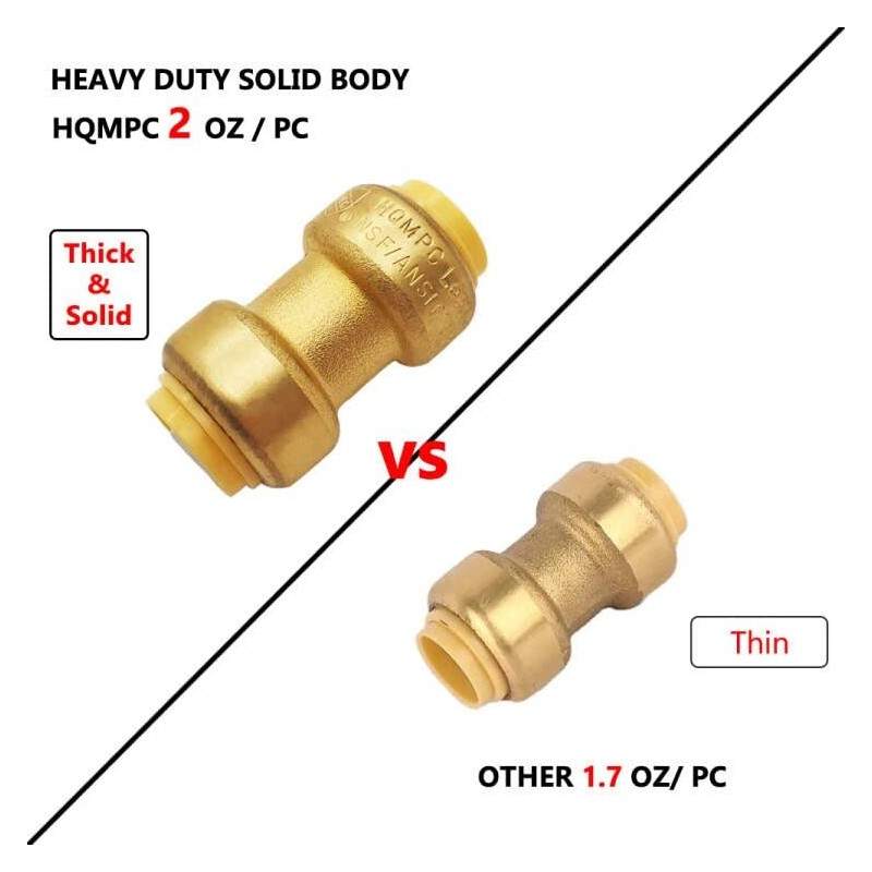 HQMPC Push Fit PEX Fittings Straight Coupling 1/2", Push-to-Connect Copper,