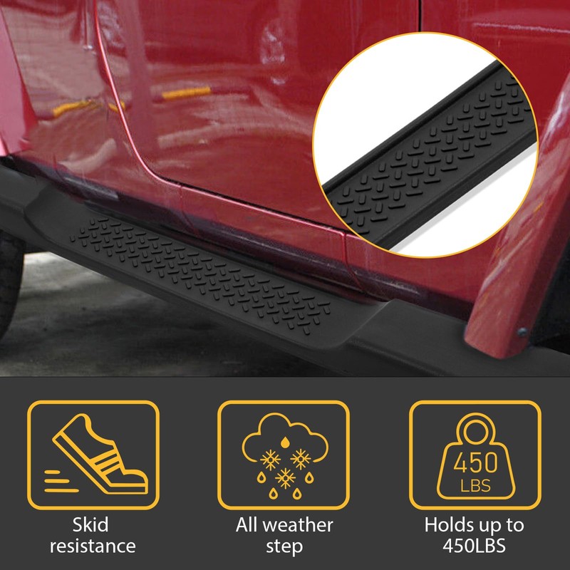 CALLIERT 6 Inches OE Style Running Boards, Matte Black Side
