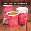 200 Paper Coffee Cups 65ml Italy Red Eco-Friendly Biodegradable Disposable