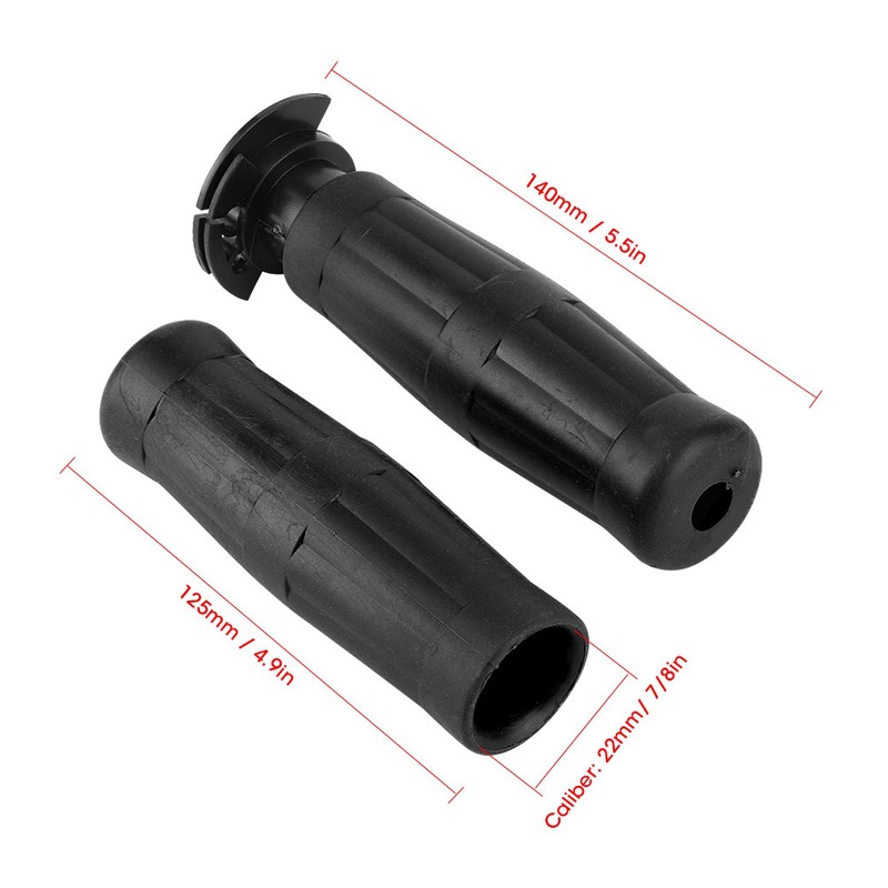 2pcs 7/8in Vintage Rubber Throttle Handlebar Anti-Slip Motorcycle Handle Grip