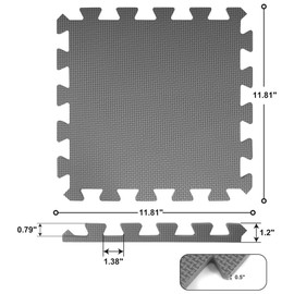 BalanceFrom Fitness 16 Tile Thick Non Slip Interlocking EVA Foam Kids Puzzle Home Floor Exercise Play Mat Set, Covers 16 Square Feet, Cream/Gray/Beige