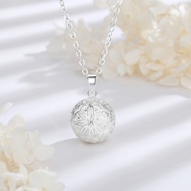 EUDORA Harmony Ball Angel Caller Pregnancy Women Necklace Peony Wishing Chime Ball Bola Pendant for Future Mama Jewellry Original Gift, 45inch + 30inch