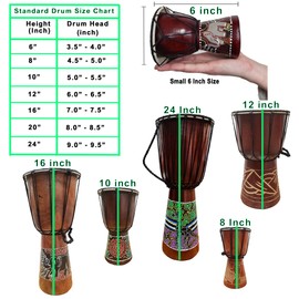 Djembe Drum Carved Bongo African inspired music also a unique gifting idea. Carver Abstract Elephant Giraffe Turtle. (16 Inch, Abstract)