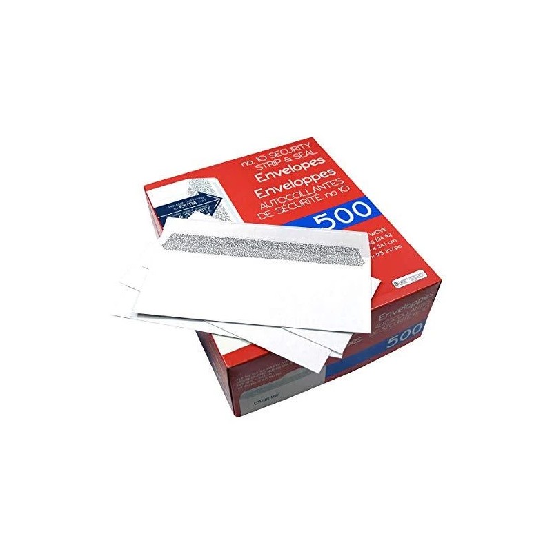 Top Flight 500 Count White Envelope Heavy 24Lb Peel Seal