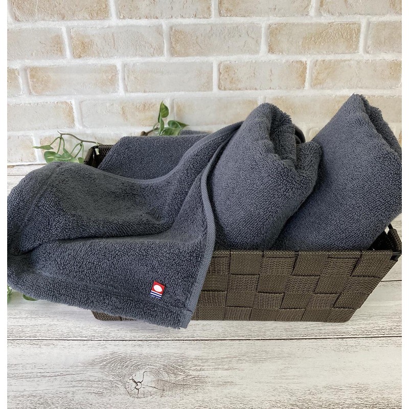 Imabari Towel Gift Set, 1 Face Towel, Navy, Antibacterial Towel,