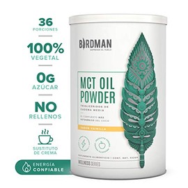 Birdman MCT Oil Powder 100% Puro De Coco, Keto y Paleo Friendly, Boost De Energia y Concentracion, Ideal Como Crema Para Cafe 39 Porciones Sabor Vaini