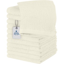 DAN RIVER 100% Cotton Washcloths 12 Pack Premium Quality Face and Body Cloth, Quick Dry Essential Towels for Bathroom, Hand, Kitchen & Cleaning, Baby Rugs | 12X12 in | 400 GSM | Cannoli Cream