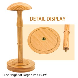 HAIBEIR Freestanding Hat Stand, Tabletop Hat Rack, Wood Display Stand Holder for Caps and Wigs (Natural)(One Piece)