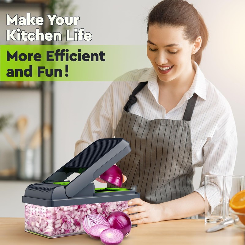 MealHelper 12-in-1 Vegetable Chopper, 7 Blade Veggie Chopper, Practical Food