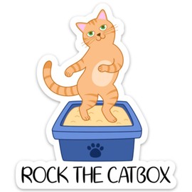 Rock The Catbox Funny Vinyl Cat Sticker Decal Casbah Parody 4" x 4" Funny Gag Gift for Laptop Waterbottle