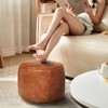 Thgonwid Unstuffed Faux Leather Pouf Cover, Handmade Footstool Ottoman Storage