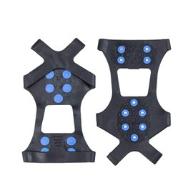 willceal Ice Cleats, Ice Grippers Traction Cleats Shoes and Boots Rubber Snow Shoe Spikes Crampons with 10 Steel Studs Cleats Prevent Outdoor Activities from Wrestling (Blue, Small)