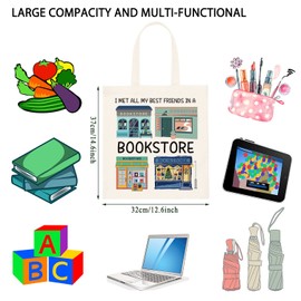 Bookstore Addict Gift I Met All My Best Friends In A Bookstore Tote Bag Great Gift For Readers Writer Gift (BOOKSTORE tote CA)