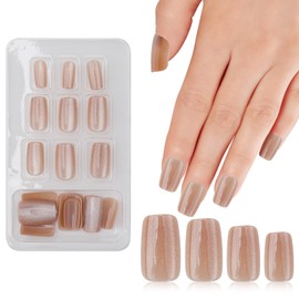 Shiny Cat Eye Press On Nails Kit, 24Pcs Acrylic False Nails, Reusable Fake Nails, Spring Summer Artificial Full Cover Stick on Nail for Women Manicure Decoration(Champagne)