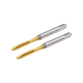 uxcell Spiral Point Plug Threading Tap M3 x 0.5 Thread, Ground Threads H2 3 Flutes, High Speed Steel HSS 6542, Titanium Coated, Round Shank with Square End, 2pcs