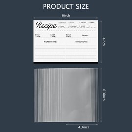 100 Pcs 4x6 Double-Sided Recipe Cards with Plastic Sleeves Protector, Blank Recipe Cards and Recipe Card Cover Recipe Page Protector, Recipe Cards Set for Recording Recipes (Vintage Style A)
