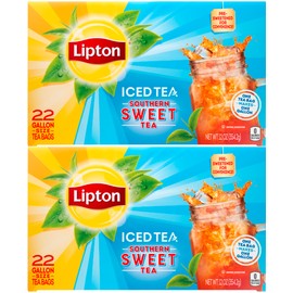 Lipton Southern Sweet Tea, Gallon-Size Tea Bags, 22 Count Box (Pack of 2)