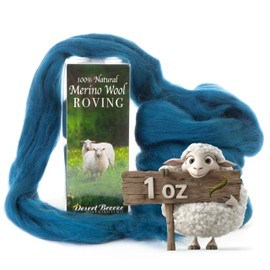 Desert Breeze Distributing 100% Natural Merino Wool Roving - Premium Combed Top Merino Roving Wool - Tapestry, Spinning, Wet Felting & Needle Felting Supplies - 21.5 Micron - 1 oz, Color Teal Blue