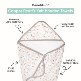 Copper Pearl Hooded Bath Towels Premium Knit/Terry Cloth Baby Towels with Hood, Pockets, and Cool Designs - Great to Gift and Make Bath Time Fun - Baby Bath Towel, Bliss