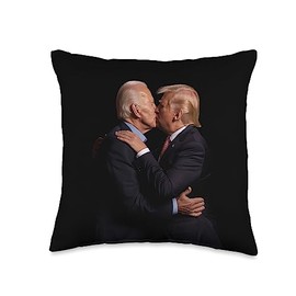 Bide%n And Trum%p Kissing Funny Politics Gifts Throw Pillow