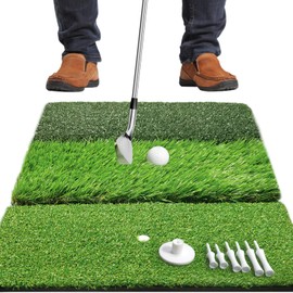 COSPORTIC Golf Hitting Mat | Golf Training Mat for Swing Path Feedback/Detection Batting | Extra Replaceable Golf Practice Mat 16"x12" | Golf Gifts for Men/Women (Tri-Turf mat)