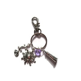 TANGLED themed silver alloy charm bag clip keyring gift, Princess Rapunzel birthday Xmas party bag favors, Christmas stocking filler