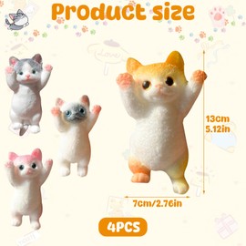 UptVin 4Pcs Squishy Katze, Squishy Cat Stressball Niedliches Squeeze Spielzeug Flexibles Quetschspielzeug Anti-Stress Kätzchen Spielzeug für Kinder und Erwachsene