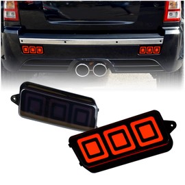 KEEGTBOX Smoke Lens LED Rear Bumper Fog Light Kit Brake Sequential Turn Signal Lamps Compatible with Jeep Grand Cherokee SRT8 SUV 2005-2010 Rear Tail Fog Lamp Replace (SMOKED)