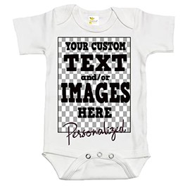 Customized One-piece Baby Bodysuit Romper for Boys and Girls (0-3 Months, White)
