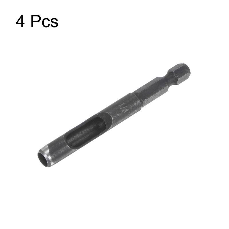 sourcing map 4pcs Leather Hollow Punch Hex Shank for Drills,1/4"