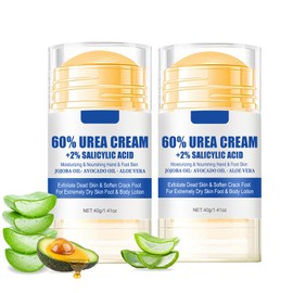 LuckNest Urea Cream 60 percent for Feet with 2% Salicylic Acid, Maximum Strength & Intensive Repair Care for Dry Cracked Heels, Relief for Dry Foot Smoothing Skin Women and Men(1.41oz, 2pcs)