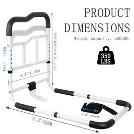 Cupluw Bed Rails for Elderly Adults Safety, Upgraded Extra Wide 16'', 16 CFR Part 1270 Approved Adjustable Bed Cane, Bed Assist Rail Load 350lb, Ergonomic Non-Slip Handle for King/Queen/Full/Twin Bed