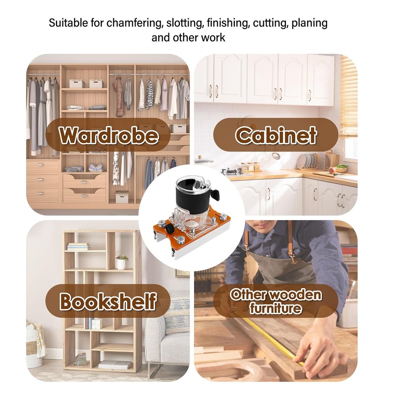 Woodworking Router Base with Transparent Cover Milling Cutter Slotting Bracket